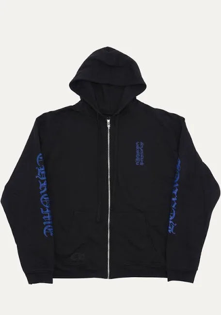 Chrome Hearts Thermal Lined Eyechart Logo Zip Up Hoodie Black/Blue