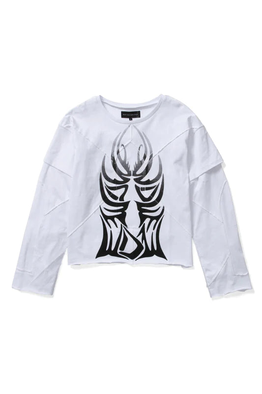 WHO DECIDES WAR White Winged Long Sleeve T-Shirt