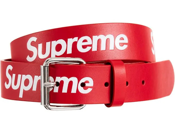 SUPREME REPEAT LEATHER BELT RED