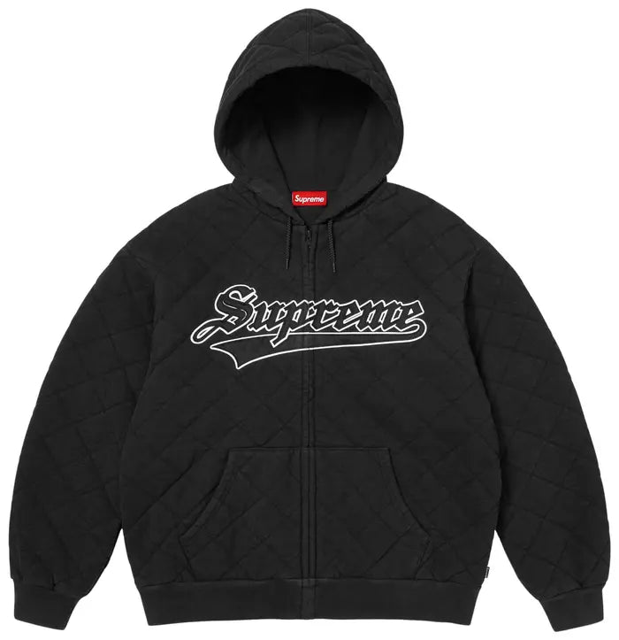 Supreme Quilted Zip Up Hooded Sweatshirt Black