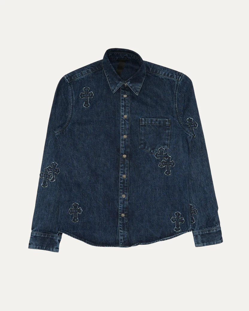 Chrome Hearts Denim Cross Patch Shirt