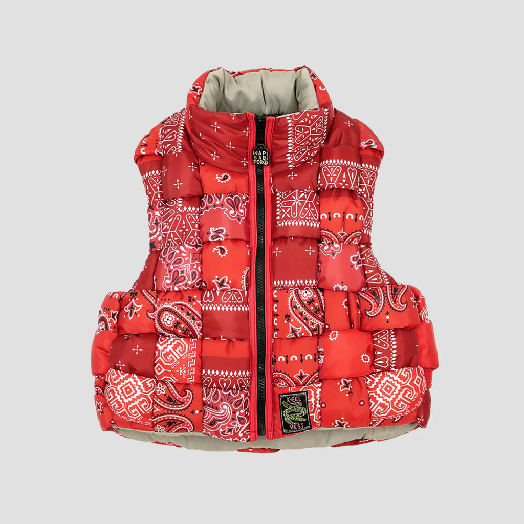 KAPITAL RED BANDANA PRINTED NYLON KEEL WEAVING VEST