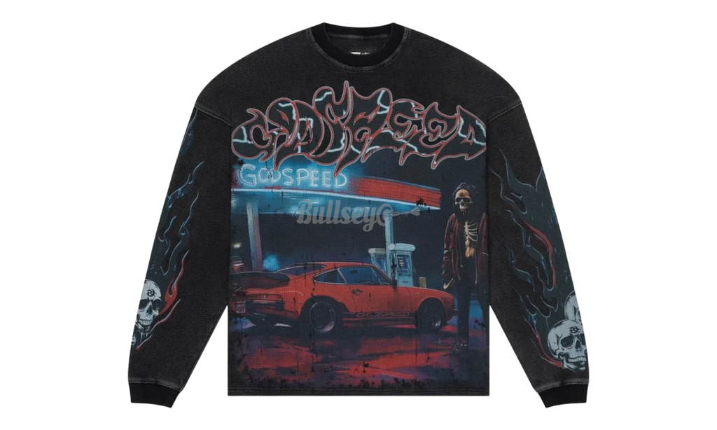 GODSPEED PITSTOP BLACK WASH THERMAL LONG SLEEVE T-SHIRT