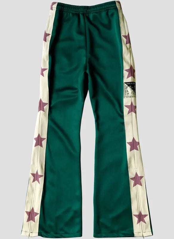 Kapital Jersey Flare Star Track Pants Green