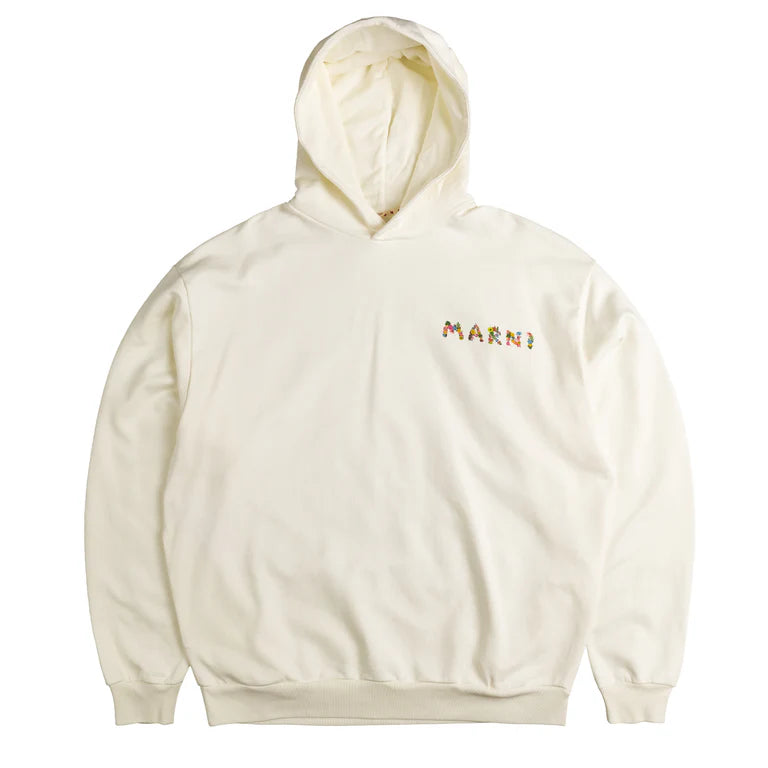 MARNI OFF WHITE PRINTED HOODIE