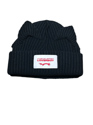 Charles Jeffrey Lover Boy Black Supersized Chunky Ears Beanie