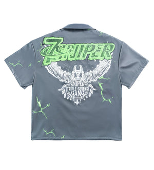 TRIPLE SEVENS X SNIPER GANG 7SNIPER NYLON BUTTON UP GREY/GREEN SET