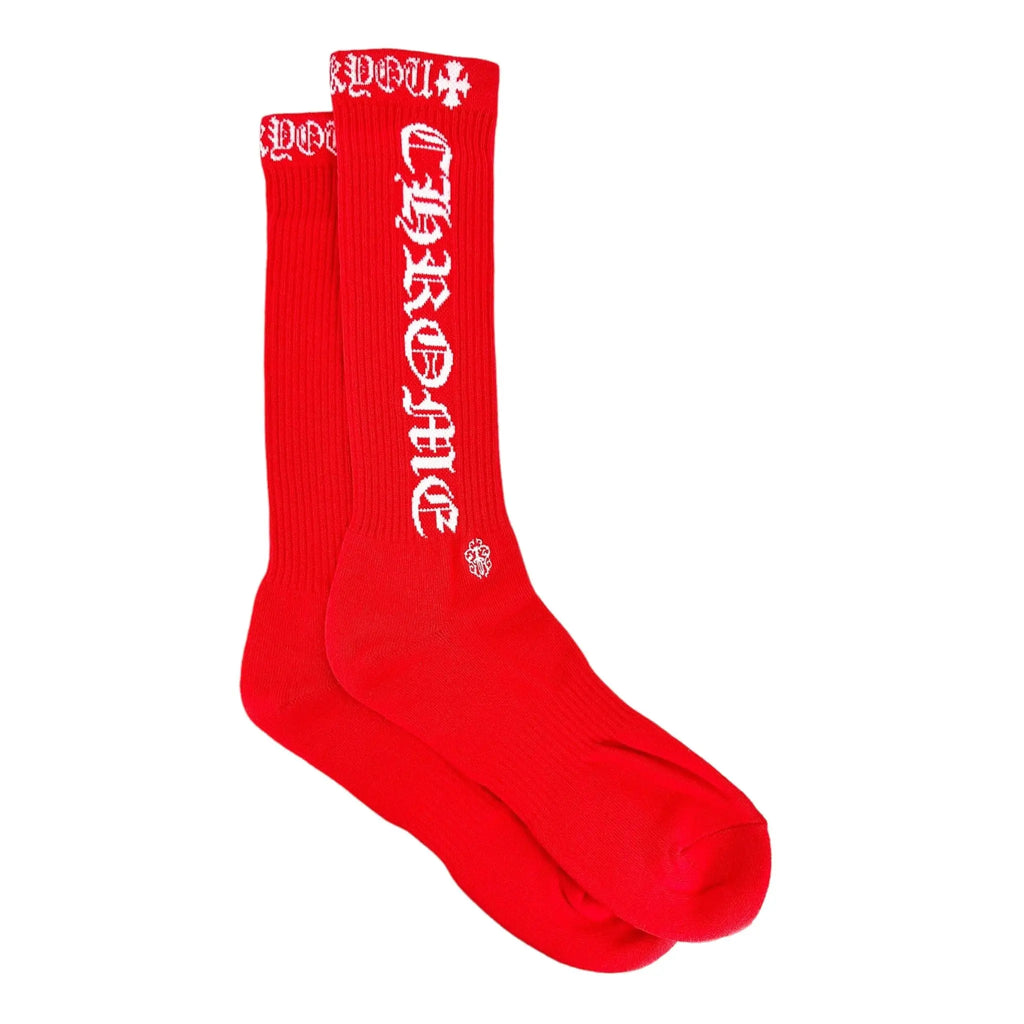 Chrome Hearts CH Fuck You Logo Socks White Red