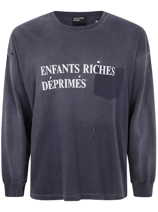 ENFANTS RICHES DEPRIMES CLASSIC LOGO TEE STAINED BLACK