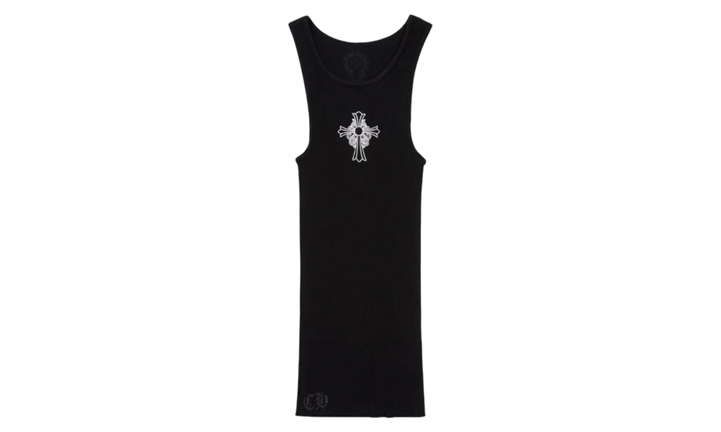 CHROME HEARTS HAIRY CROSS RIB BLACK TANK