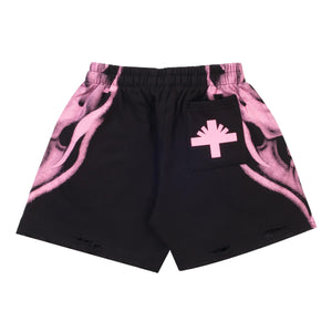 Vertabrae Skull Face Shorts Pink White