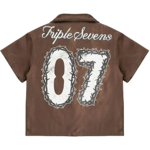 TRIPLE SEVENS X SNIPER GANG 7SNIPER NYLON BUTTON UP BROWN SET