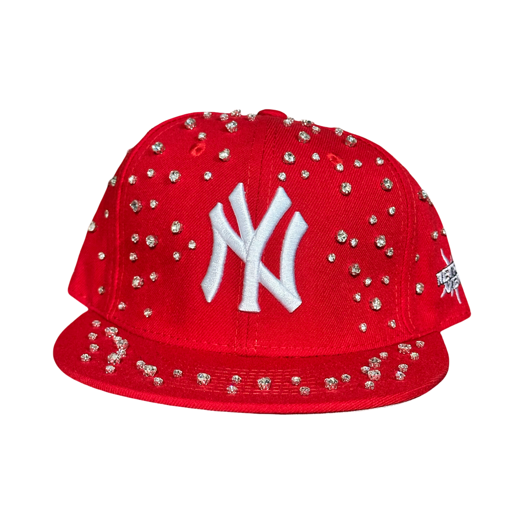 NEW YORK RED RHINESTONE SNAPBACK HAT