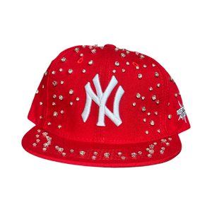 NEW YORK RED RHINESTONE SNAPBACK HAT
