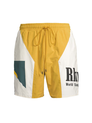 RHUDE PANELED LOGO SHORT YELLOW