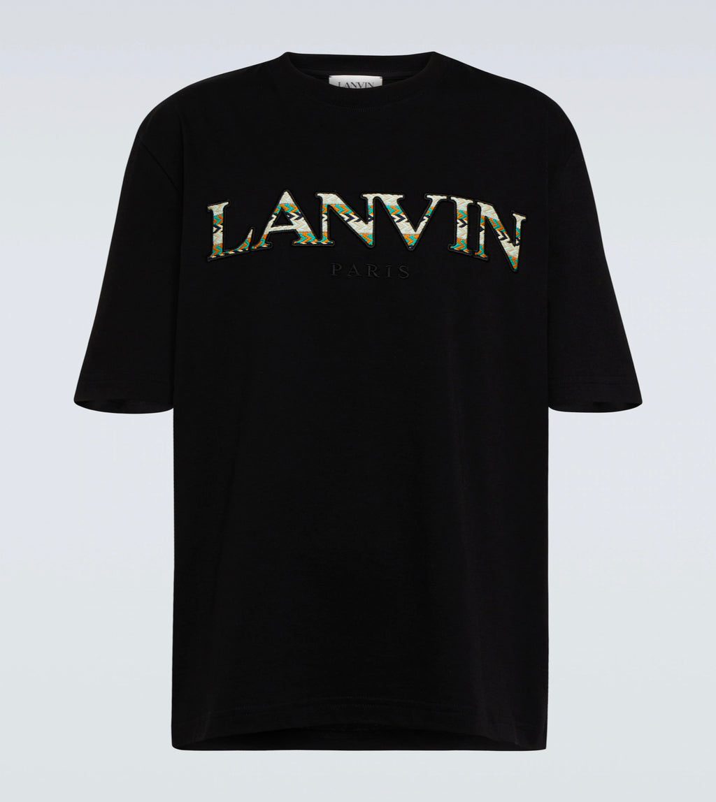 LANVIN Embroidered-logo Short-sleeve T-shirt In Black