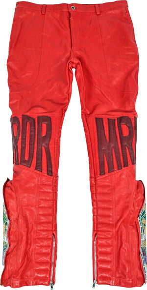 WHO DECIDES WAR MOTO LEATHER PANT RED