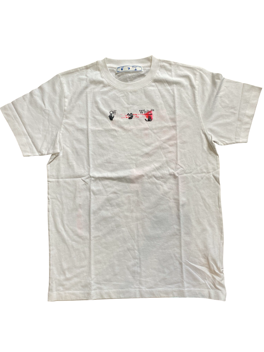 OFF WHITE White Acrylic Arrow Graphic T-Shirt