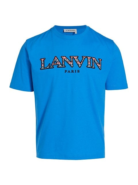 LANVIN COTTON CURB T SHIRT BLUE